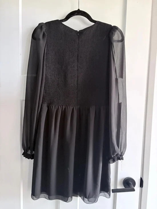 Wilfred Black Long-Sleeve Smocked Yoke Dress - Picture 3 of 3